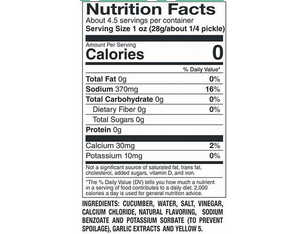 Pickled bulb garlic nutrition facts