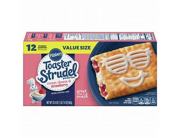 Pillsbury cream cheese and strawberry toaster strudel pastries 12 count food facts