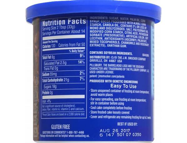 Pillsbury creamy supreme chocolate frosting nutrition facts