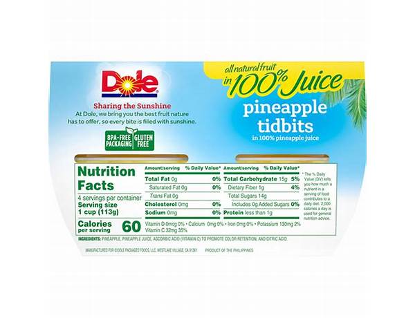 Pineapple tidbits nutrition facts