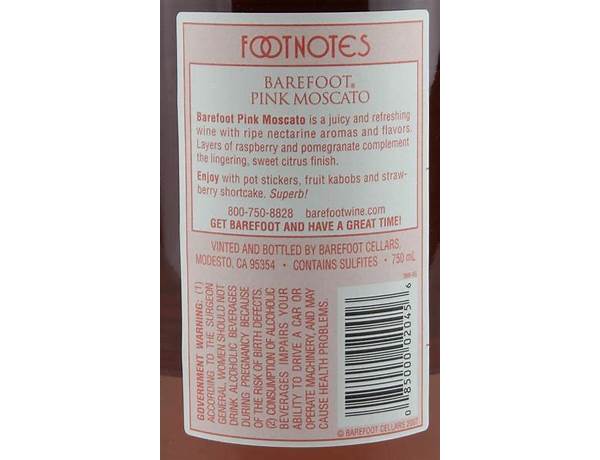 Pink moscato ingredients