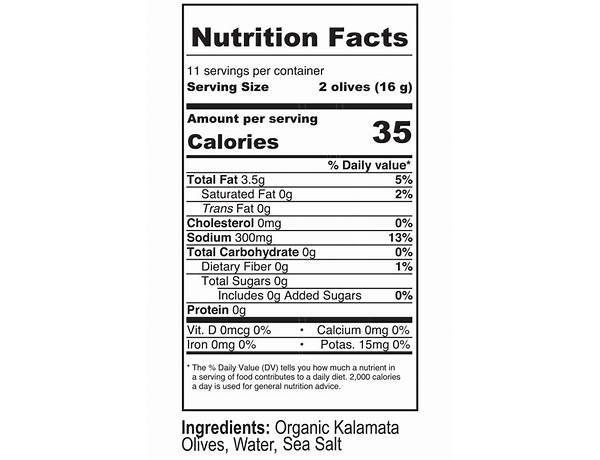 Pitted kalamata olives nutrition facts