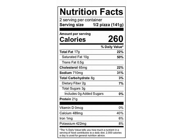 Pizza garlic nutrition facts