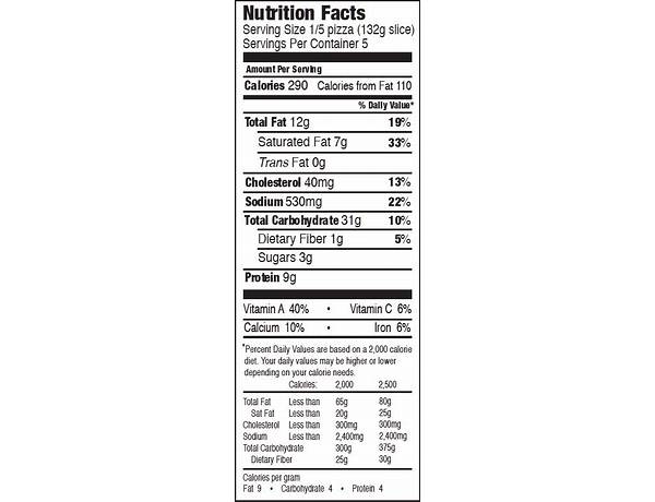 Pizza spanich nutrition facts