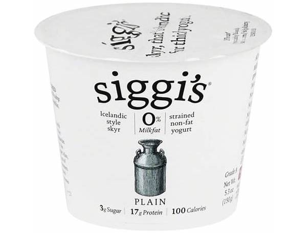 Plain icelandic style skyr strained non-fat yogurt, plain food facts