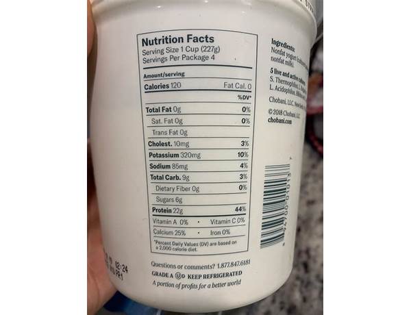 Plain nonfat greek yogurt food facts