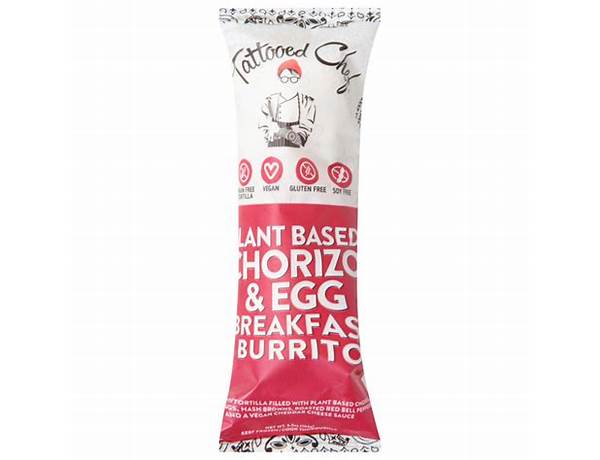 Plant basee chorizo and egg breakfast burrito food facts