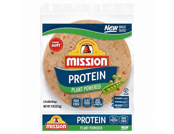 Plant powered protein tortilla wraps, tortilla ingredients