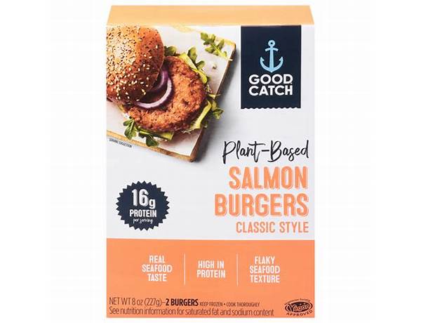 Plant-based salmon burgers classic style food facts