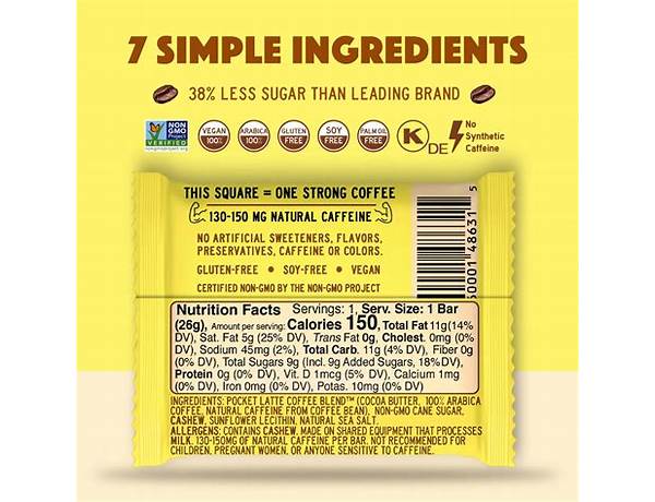 Pocket latte nutrition facts