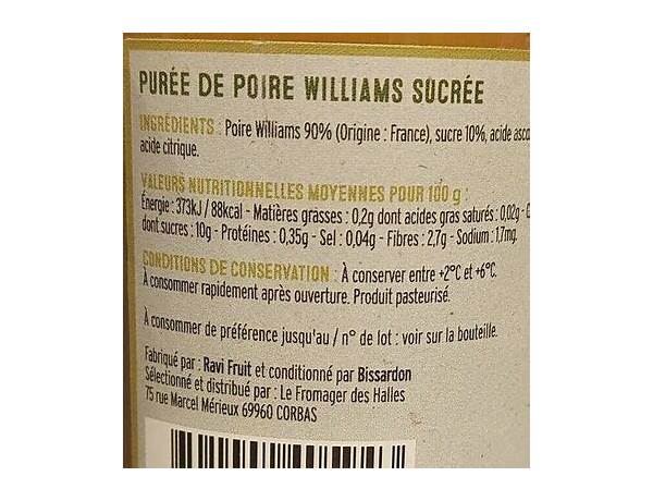 Poire williams nutrition facts
