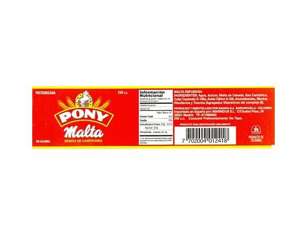 Pony malta - nutrition facts