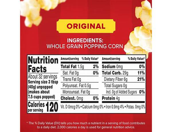 Pop corn food facts