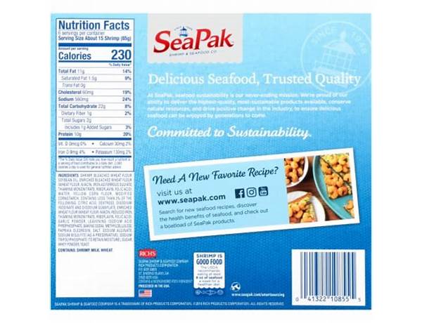 Pop corn shrimp nutrition facts