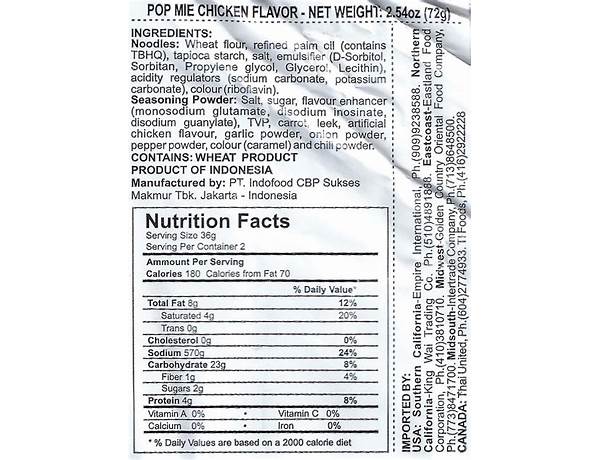 Pop mie nutrition facts