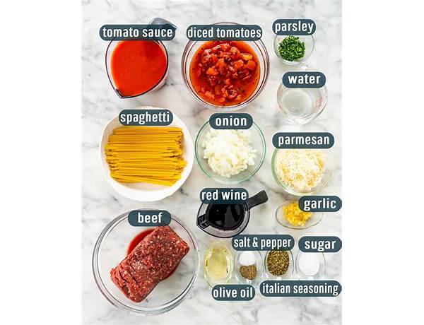 Pot sized spaghetti ingredients