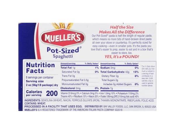 Pot sized spaghetti nutrition facts