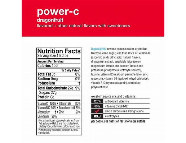 Power-c dragonfruit flavored food facts