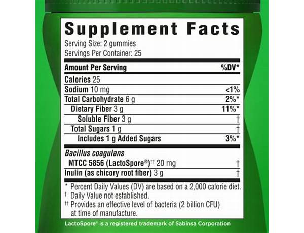 Prebiotic fiber supplement nutrition facts