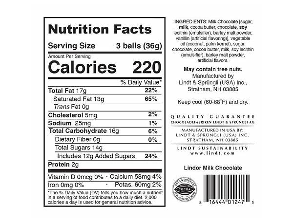 Premium chocolate truffle nutrition facts