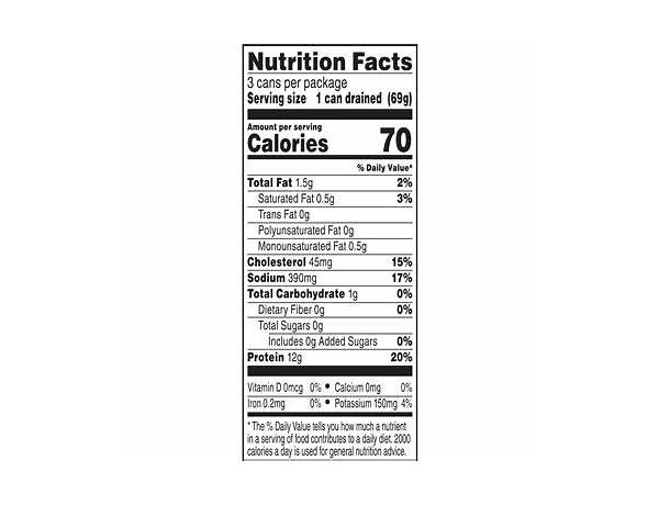 Premium chunk chicken breast in water nutrition facts