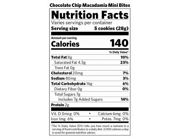 Premium cookie bites nutrition facts