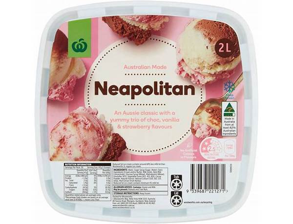 Premium neapolitan ice cream food facts