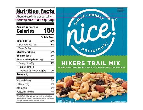 Premium trail mix food facts