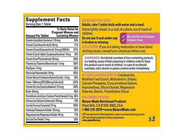 Prenatal multivitamin nutrition facts