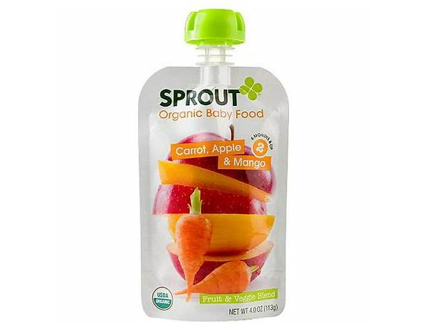 Prenatal nourishing fruit + veggie blend, apple + carrot with soothing ginger nutrition facts