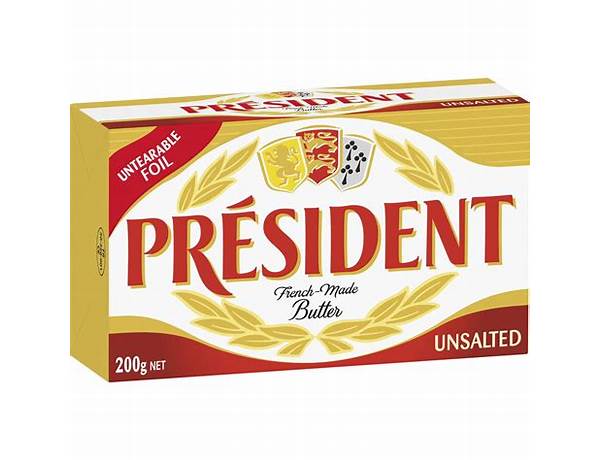 President, butter, unsalted food facts