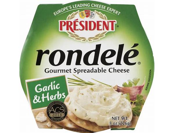 President, rondele, spreadable cheese, garlic & herbs food facts