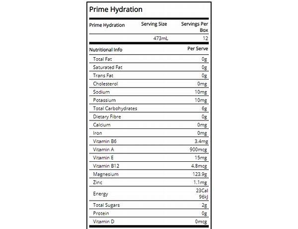 Prime hydration drink ingredients