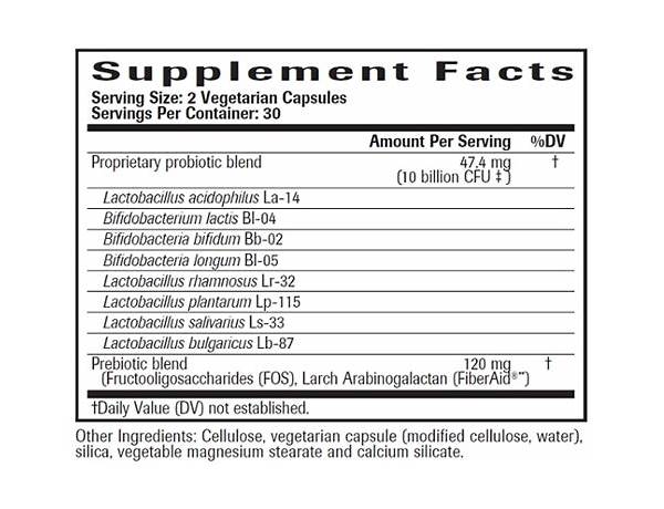 Probiotic fiber supplement ingredients