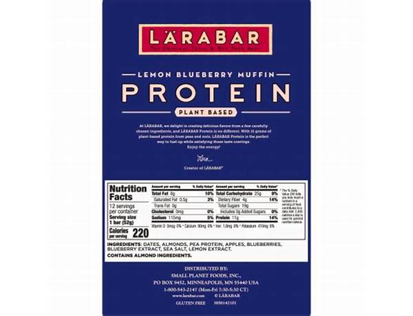 Protein bar, blueberry ingredients