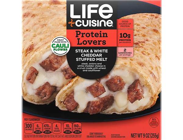 Protein lovers steak and white cheddar stuffed melt food facts