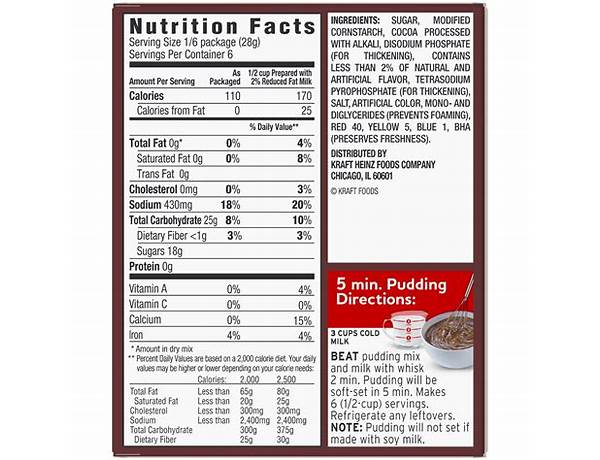 Pudding chocolat food facts