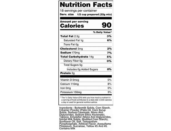 Pudding snacks, tapioca nutrition facts