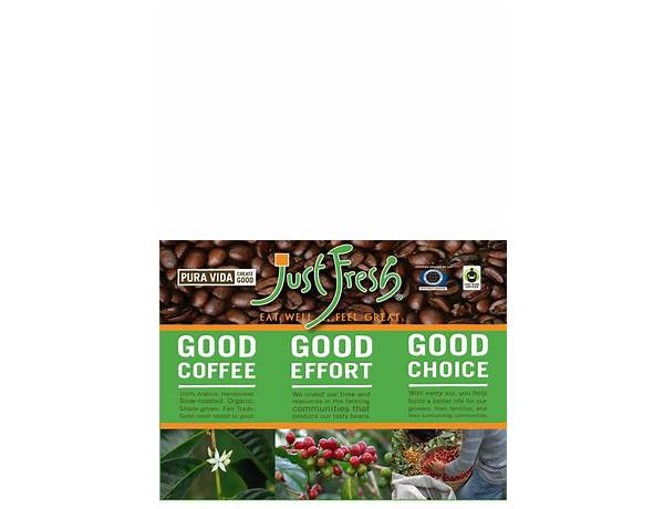 Pura vida organic seasonal coffee food facts