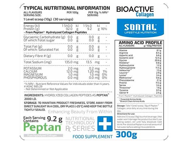 Pure bioactive collagen nutrition facts