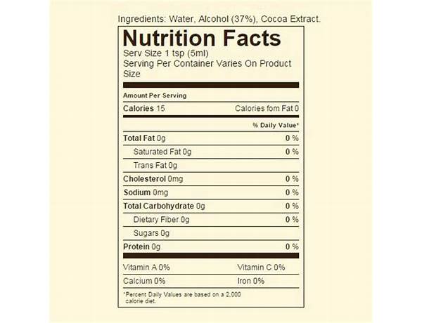 Pure chocolate extract nutrition facts