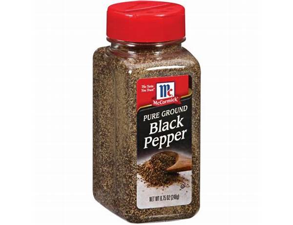 Pure ground black pepper ingredients