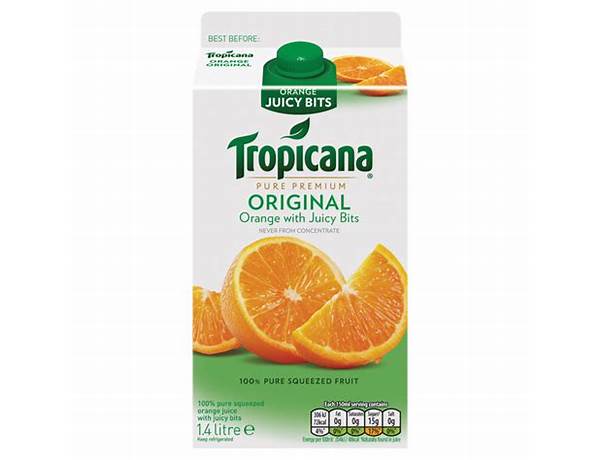 Pure premium original orange with juicy bits food facts