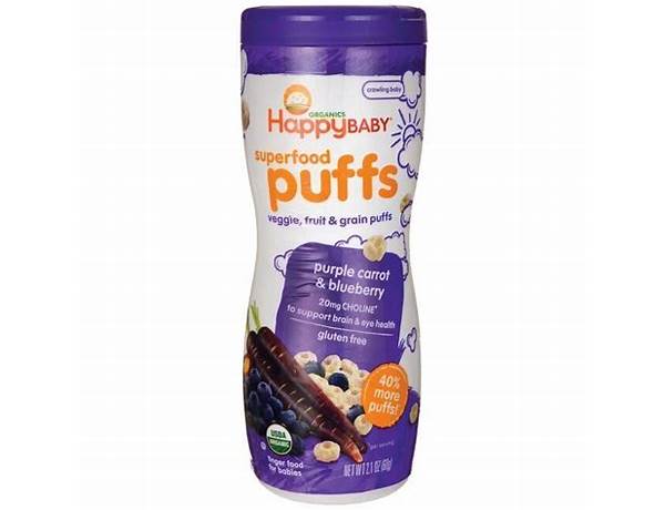 Purple carrot blueberry organic puffs food facts