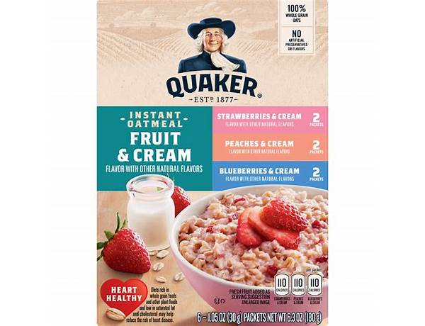 Quaker fruit fusion instant oatmeal food facts