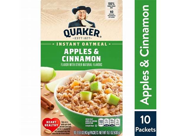 Quaker instant oatmeal apples and cinnamon food facts