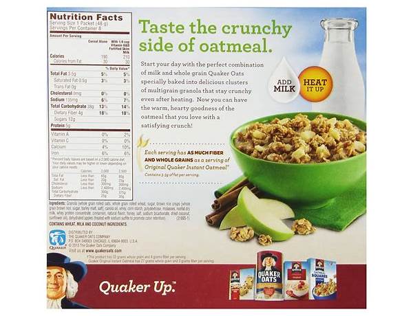 Quaker instant oats food facts
