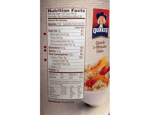 Quaker instant oats food facts