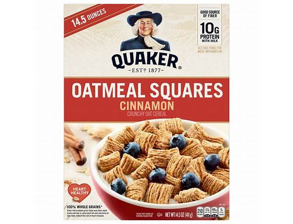 Quaker oatmeal squares cereal cinnamon food facts
