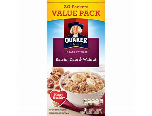 Quaker oats raisin date in walnut food facts